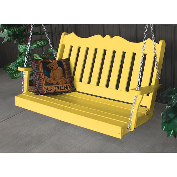 A &amp; L Furniture Recycled Plastic Poly Royal English Porch Swing Porch Swings 4ft / Aruba Blue