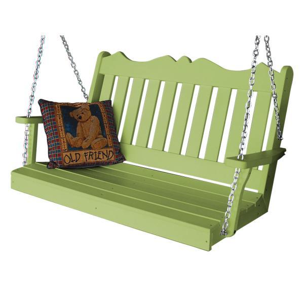 A &amp; L Furniture Recycled Plastic Poly Royal English Porch Swing Porch Swings 4ft / Aruba Blue