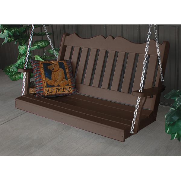 A &amp; L Furniture Recycled Plastic Poly Royal English Porch Swing Porch Swings 4ft / Aruba Blue