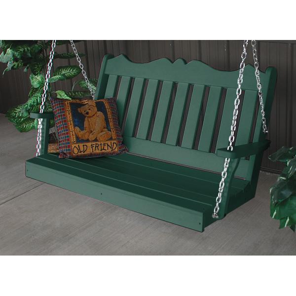 A &amp; L Furniture Recycled Plastic Poly Royal English Porch Swing Porch Swings 4ft / Aruba Blue