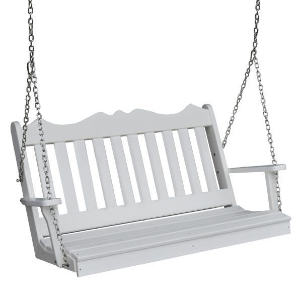 A &amp; L Furniture Recycled Plastic Poly Royal English Porch Swing Porch Swings 4ft / Aruba Blue
