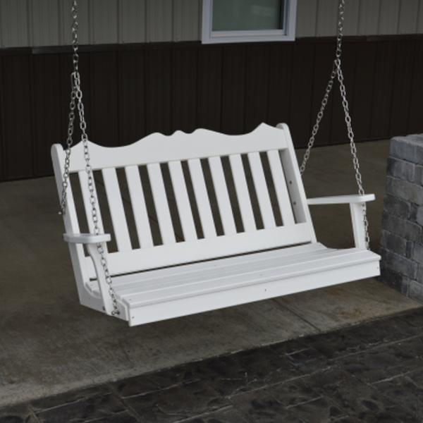 A &amp; L Furniture Recycled Plastic Poly Royal English Porch Swing Porch Swings 4ft / Aruba Blue