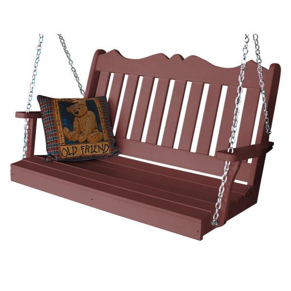 A &amp; L Furniture Recycled Plastic Poly Royal English Porch Swing Porch Swings 4ft / Cherrywood