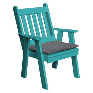 A & L Furniture Recycled Plastic Poly Traditional English Chair Outdoor Chairs Aruba Blue