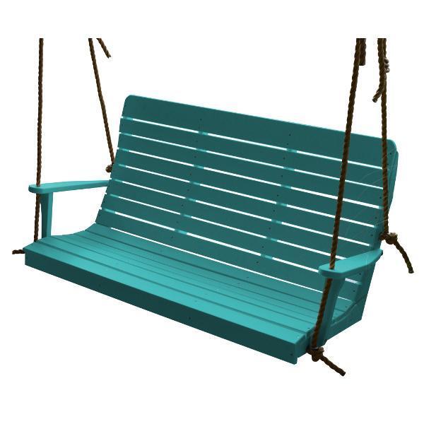 A &amp; L Furniture Recycled Plastic Poly Winston Porch Swing Porch Swings 4ft / Aruba Blue