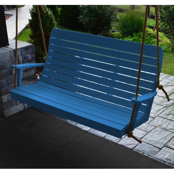 A &amp; L Furniture Recycled Plastic Poly Winston Porch Swing Porch Swings 4ft / Aruba Blue