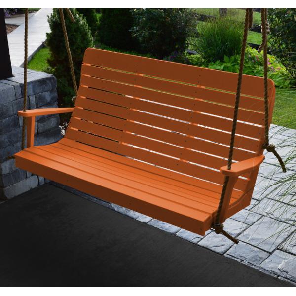 A &amp; L Furniture Recycled Plastic Poly Winston Porch Swing Porch Swings 4ft / Aruba Blue