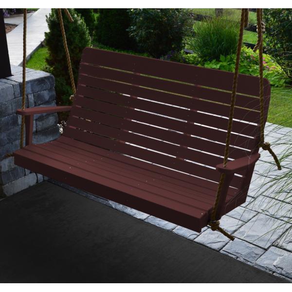 A &amp; L Furniture Recycled Plastic Poly Winston Porch Swing Porch Swings 4ft / Aruba Blue