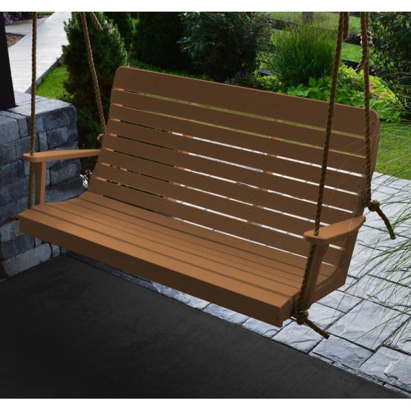 A &amp; L Furniture Recycled Plastic Poly Winston Porch Swing Porch Swings 4ft / Aruba Blue