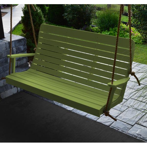 A &amp; L Furniture Recycled Plastic Poly Winston Porch Swing Porch Swings 4ft / Aruba Blue