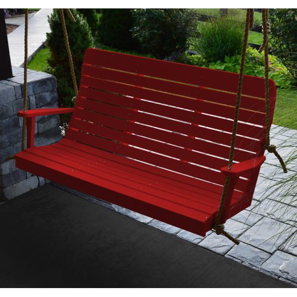 A &amp; L Furniture Recycled Plastic Poly Winston Porch Swing Porch Swings 4ft / Aruba Blue