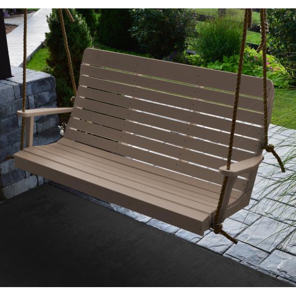 A &amp; L Furniture Recycled Plastic Poly Winston Porch Swing Porch Swings 4ft / Aruba Blue