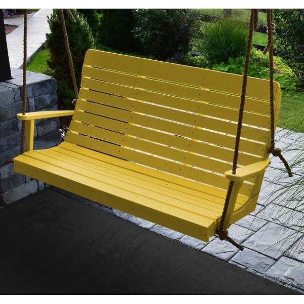 A &amp; L Furniture Recycled Plastic Poly Winston Porch Swing Porch Swings 4ft / Aruba Blue
