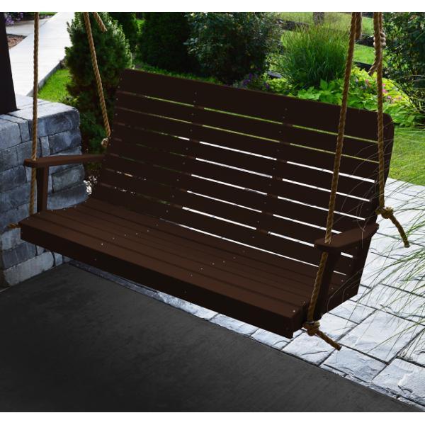 A &amp; L Furniture Recycled Plastic Poly Winston Porch Swing Porch Swings 4ft / Aruba Blue