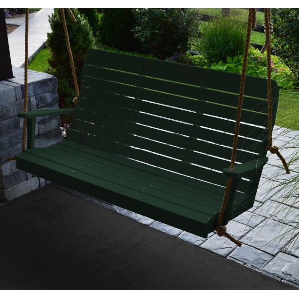 A &amp; L Furniture Recycled Plastic Poly Winston Porch Swing Porch Swings 4ft / Aruba Blue