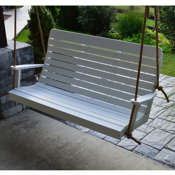 A &amp; L Furniture Recycled Plastic Poly Winston Porch Swing Porch Swings 4ft / Aruba Blue