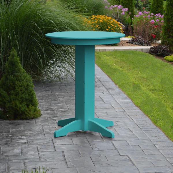A &amp; L Furniture Recycled Plastic Round Bar Table Bar Table 33" / Aruba Blue / No