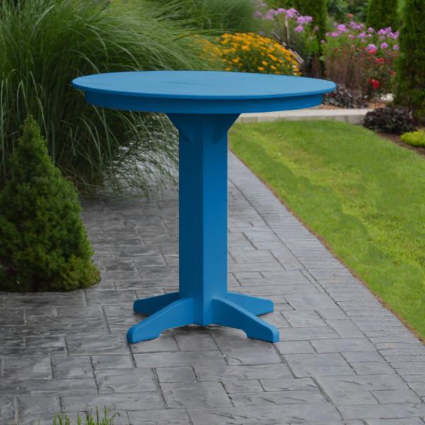 A &amp; L Furniture Recycled Plastic Round Bar Table Bar Table 33" / Aruba Blue / No