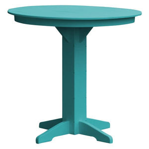 A & L Furniture Recycled Plastic Round Bar Table Bar Table 44" / Aruba Blue / No