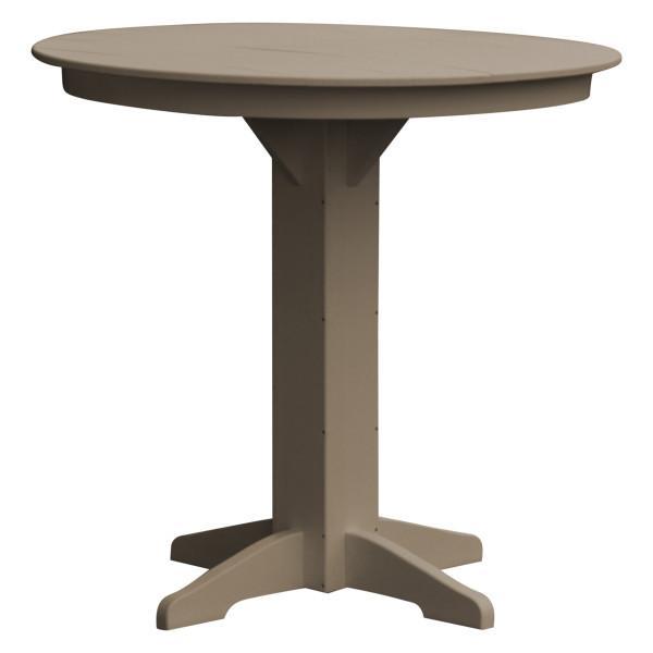 A &amp; L Furniture Recycled Plastic Round Bar Table Bar Table 44" / Weathered Wood / No