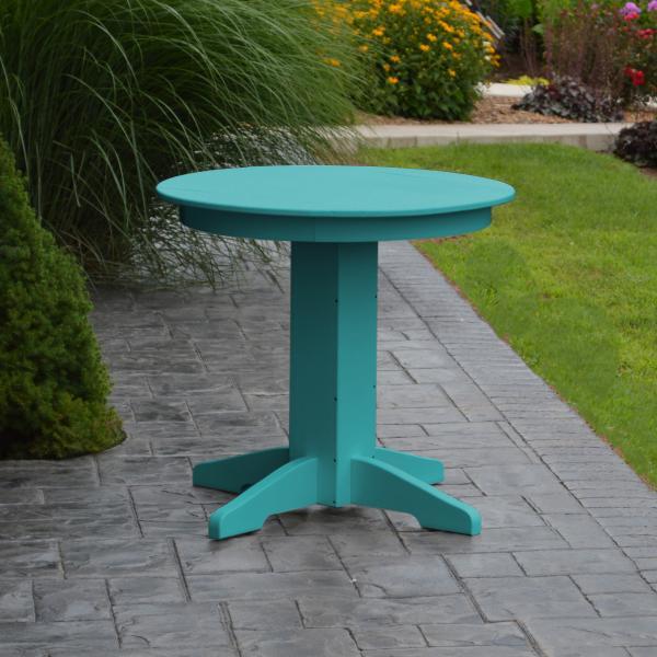 A &amp; L Furniture Recycled Plastic Round Dining Table Table 33" / Aruba Blue
