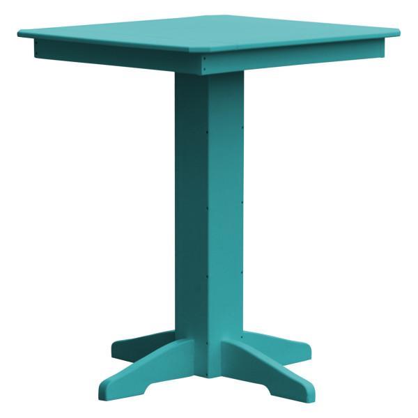 A &amp; L Furniture Recycled Plastic Square Bar Table Bar Table 33" / Aruba Blue / No