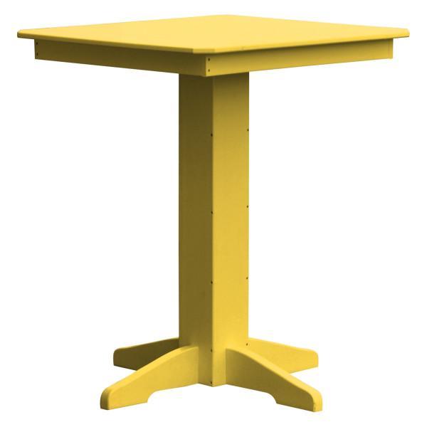 A &amp; L Furniture Recycled Plastic Square Bar Table Bar Table 33" / Lemon Yellow / No