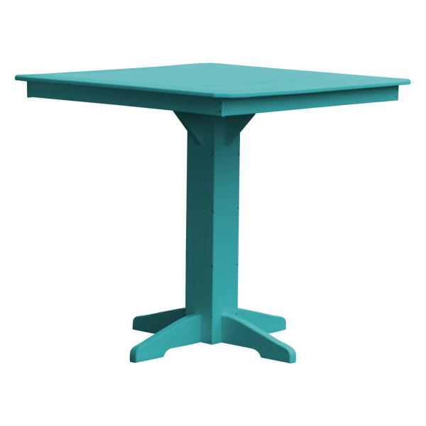 A &amp; L Furniture Recycled Plastic Square Bar Table Bar Table 44" / Aruba Blue / No