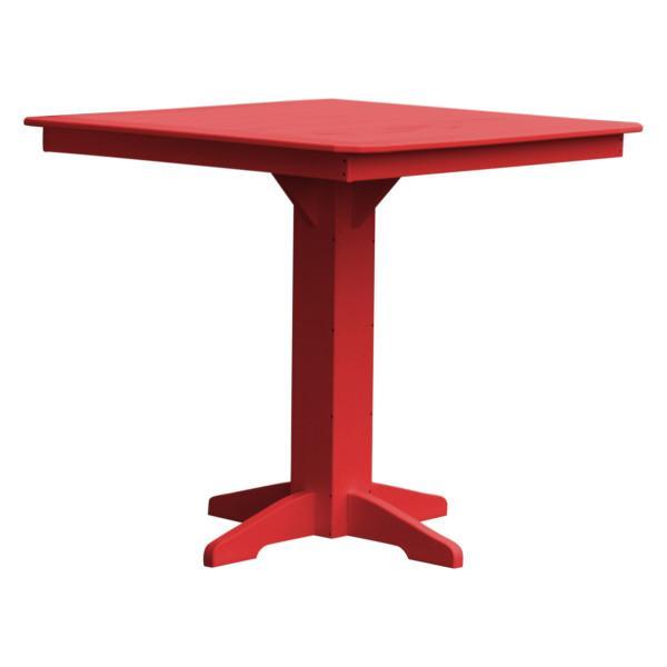 A &amp; L Furniture Recycled Plastic Square Bar Table Bar Table 44" / Bright Red / No