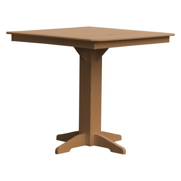 A &amp; L Furniture Recycled Plastic Square Bar Table Bar Table 44" / Cedar / No