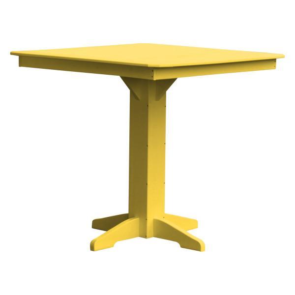 A &amp; L Furniture Recycled Plastic Square Bar Table Bar Table 44" / Lemon Yellow / No