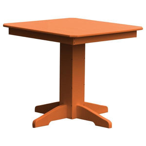 A & L Furniture Recycled Plastic Square Dining Table Table 33" / Orange
