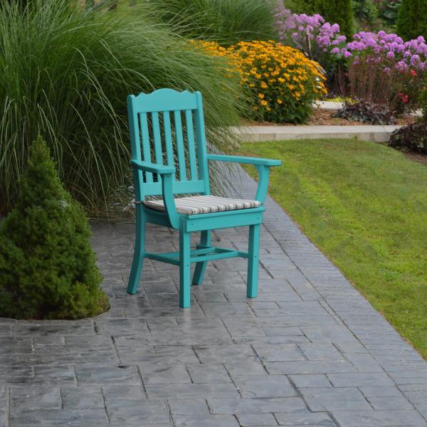 A &amp; L Furniture Royal Dining Chair w/ Arms Outdoor Chairs Aruba Blue