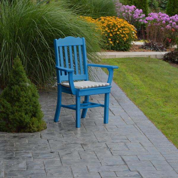 A &amp; L Furniture Royal Dining Chair w/ Arms Outdoor Chairs Aruba Blue