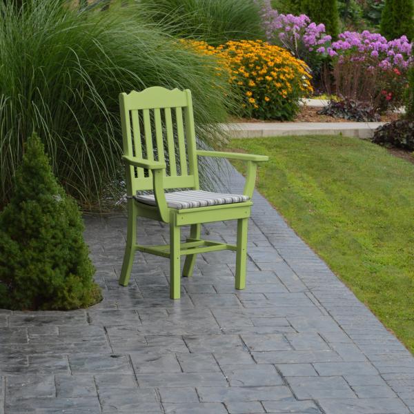 A &amp; L Furniture Royal Dining Chair w/ Arms Outdoor Chairs Aruba Blue