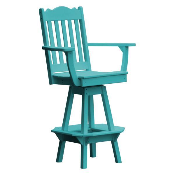 A &amp; L Furniture Royal Swivel Bar Chair w/ Arms Outdoor Chairs Aruba Blue