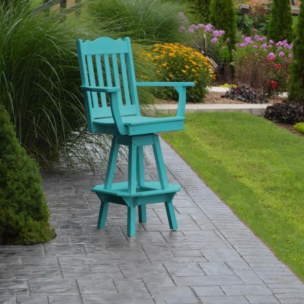A &amp; L Furniture Royal Swivel Bar Chair w/ Arms Outdoor Chairs Aruba Blue