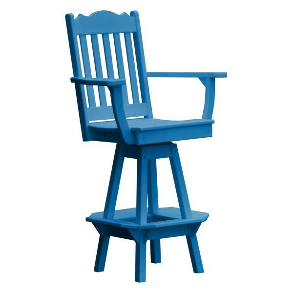 A &amp; L Furniture Royal Swivel Bar Chair w/ Arms Outdoor Chairs Aruba Blue