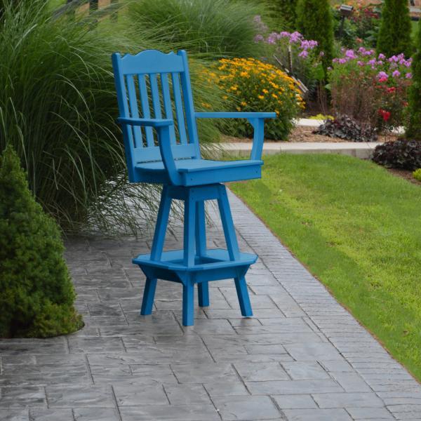 A &amp; L Furniture Royal Swivel Bar Chair w/ Arms Outdoor Chairs Aruba Blue
