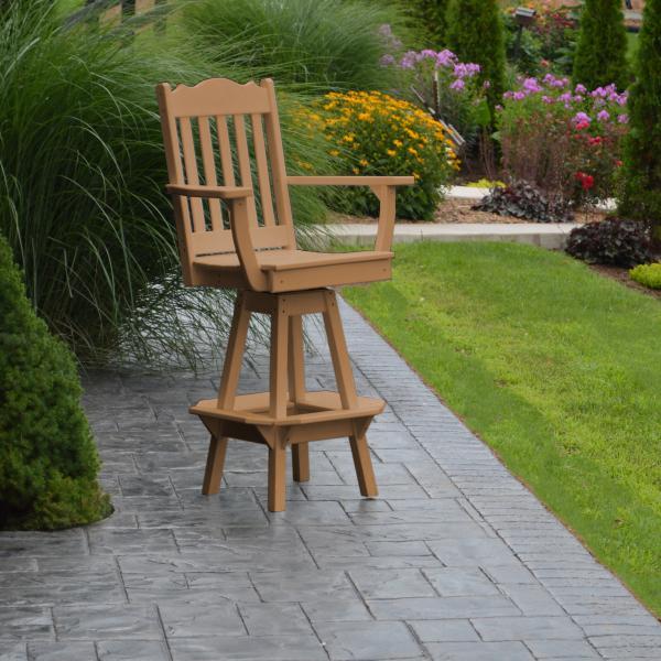 A &amp; L Furniture Royal Swivel Bar Chair w/ Arms Outdoor Chairs Aruba Blue