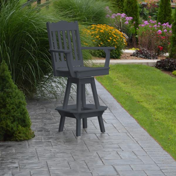 A &amp; L Furniture Royal Swivel Bar Chair w/ Arms Outdoor Chairs Aruba Blue