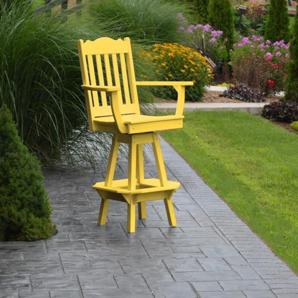 A &amp; L Furniture Royal Swivel Bar Chair w/ Arms Outdoor Chairs Aruba Blue