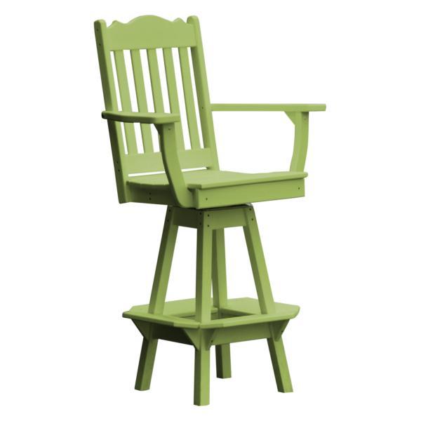 A &amp; L Furniture Royal Swivel Bar Chair w/ Arms Outdoor Chairs Aruba Blue