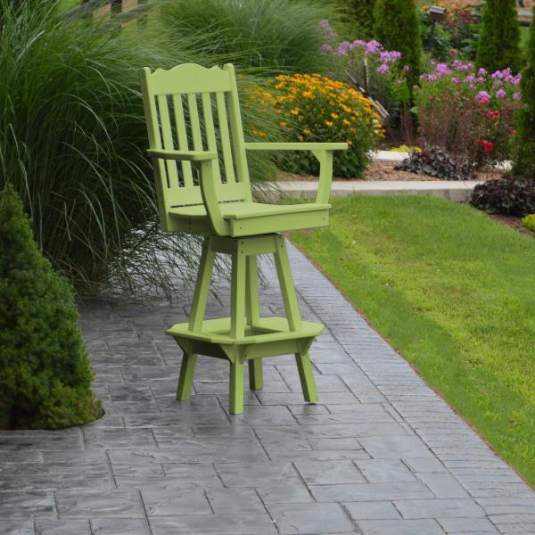 A &amp; L Furniture Royal Swivel Bar Chair w/ Arms Outdoor Chairs Aruba Blue