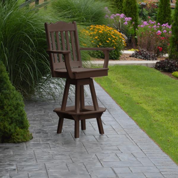 A &amp; L Furniture Royal Swivel Bar Chair w/ Arms Outdoor Chairs Aruba Blue