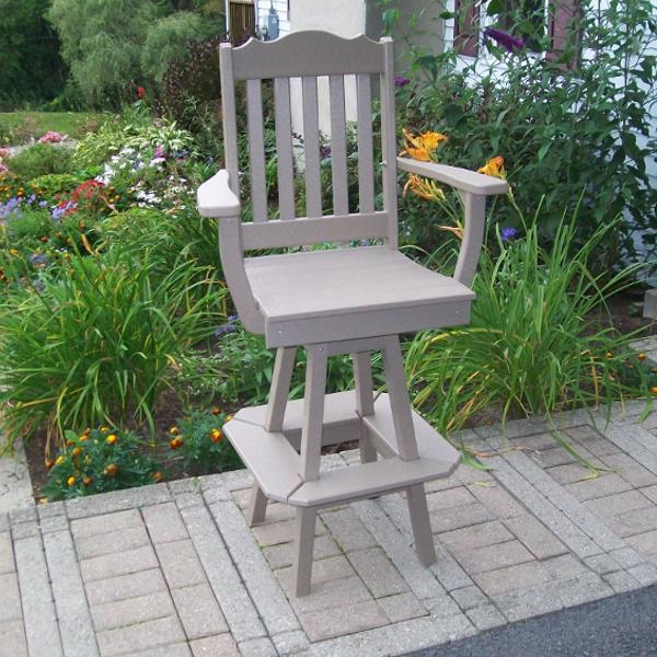 A &amp; L Furniture Royal Swivel Bar Chair w/ Arms Outdoor Chairs Aruba Blue
