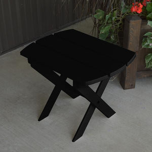 A & L Furniture Solid Knotfree Yellow Pine Folding Oval End Table Table Black