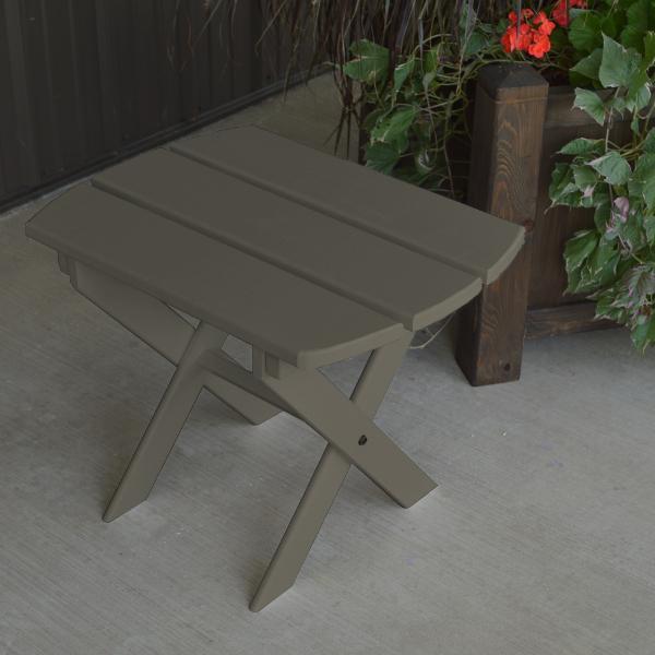 A &amp; L Furniture Solid Knotfree Yellow Pine Folding Oval End Table Table Olive Gray