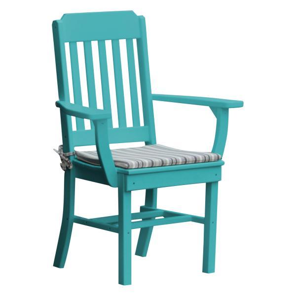 A &amp; L Furniture Traditional Dining Chair w/ Arms Outdoor Chairs Aruba Blue