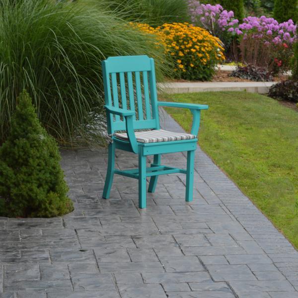 A &amp; L Furniture Traditional Dining Chair w/ Arms Outdoor Chairs Aruba Blue